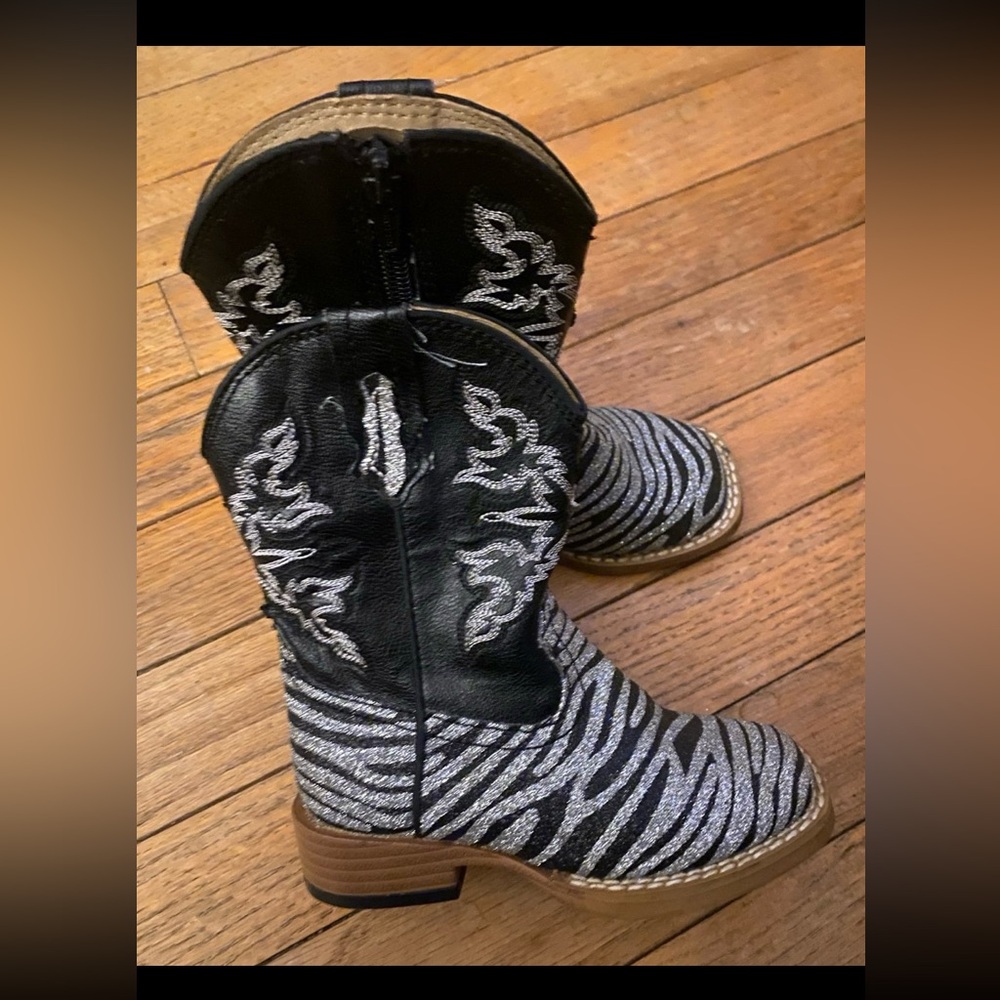 Roper Black and White Zebra Kids Boots